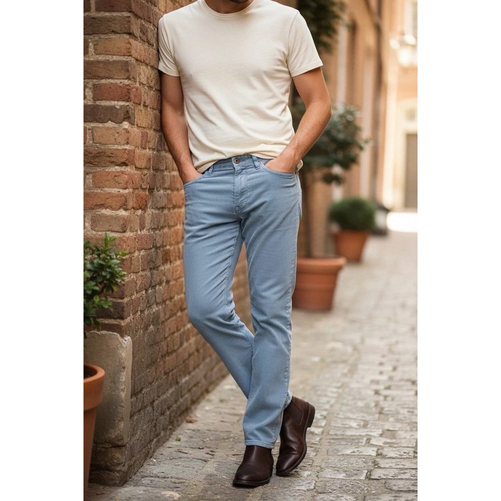 NWT Polo Ralph Lauren Varick Pants Mens 38x32 Blue Corduroy Slim Straight